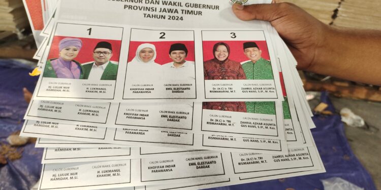 Hasil Sortir : Sebanyak 145 Surat Suara Pemilihan Gubernur Jatim Rusak